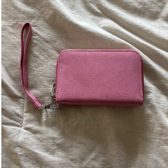 Handbags - (Boutique) Pink Canvas Wristlet Wallet
